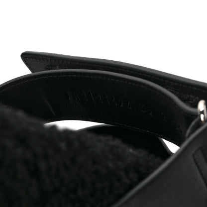 Hermes Calfskin Woolskin Womens Chypre Sandals 39 Black 8 of 8