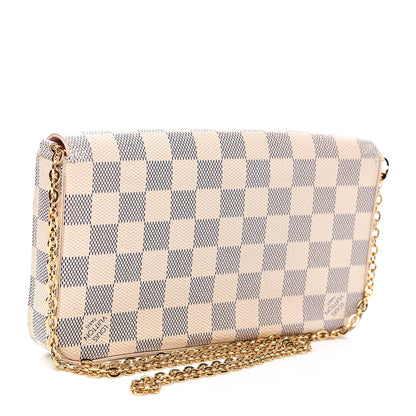 Louis Vuitton Damier Azur Pochette Felicie Chain Wallet Rose Ballerine 2 of 10