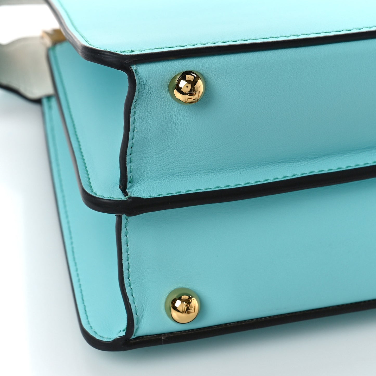 Vitello Seta Shiny Nappa Small Peekaboo I SEE U Satchel Real Tiffany White