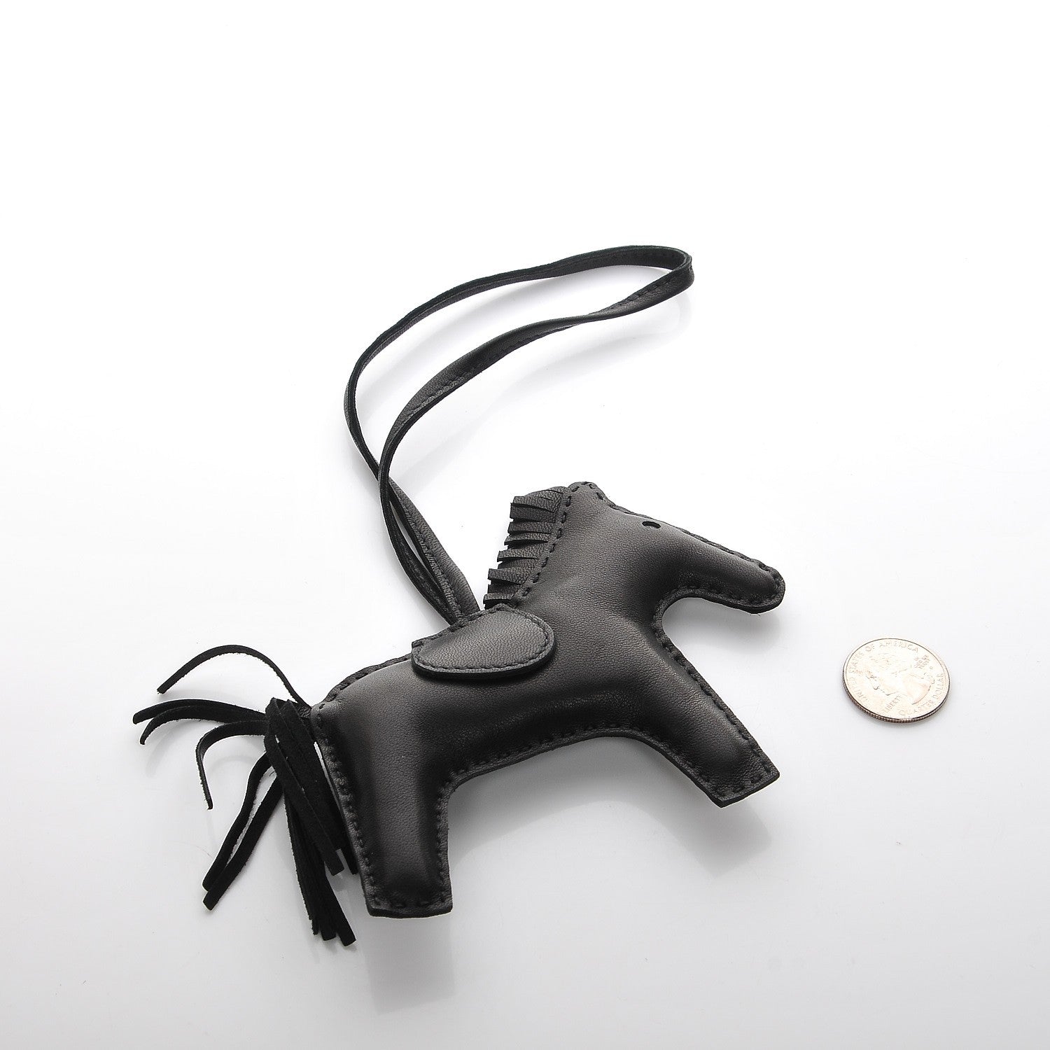 Hermes Milo Lambskin Grigri Rodeo Horse Bag Charm MM So Black 2 of 5
