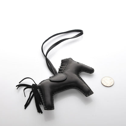 Hermes Milo Lambskin Grigri Rodeo Horse Bag Charm MM So Black 2 of 5