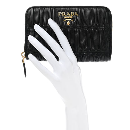 Prada Nappa Gaufre Zip Around Wallet Black 2 of 8