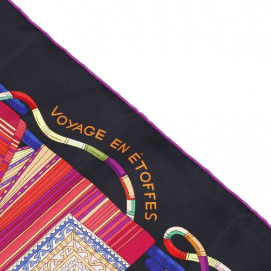 Hermes Silk Voyage En Etoffes Scarf 90 Black 3 of 7