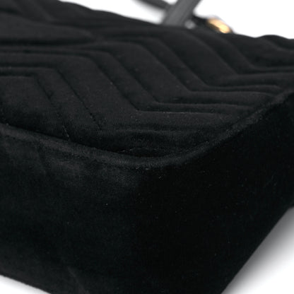 Gucci Velvet Matelasse Loved Embroidered Medium GG Marmont Shoulder Bag Black 14 of 17