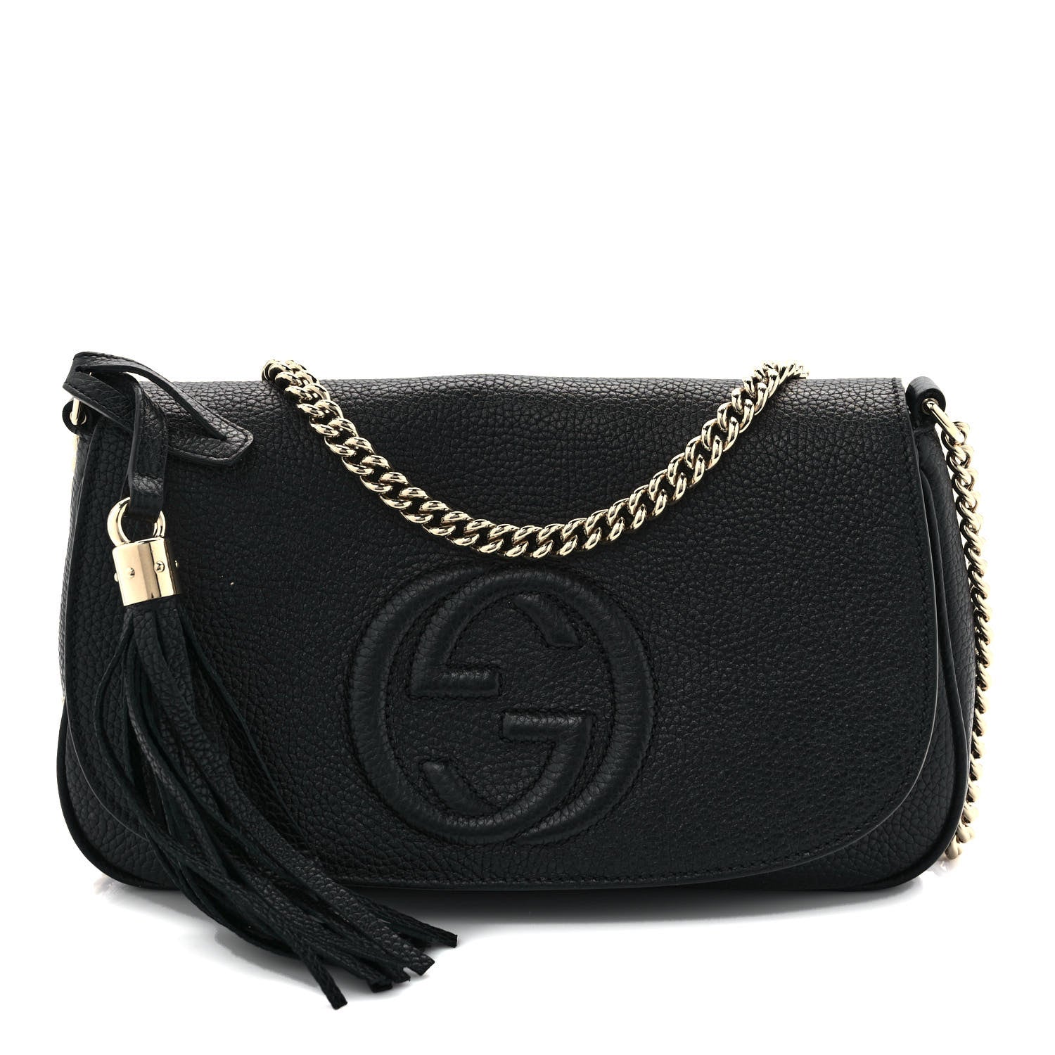Gucci Pebbled Calfskin Medium Soho Flap Crossbody Black 1 of 11