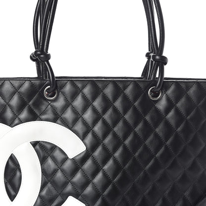 Chanel Calfskin Quilted Large Cambon Tote Black White 7 of 9