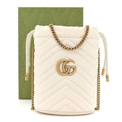 Gucci Calfskin Matelasse Mini GG Marmont 2.0 Bucket Bag White 10 of 13