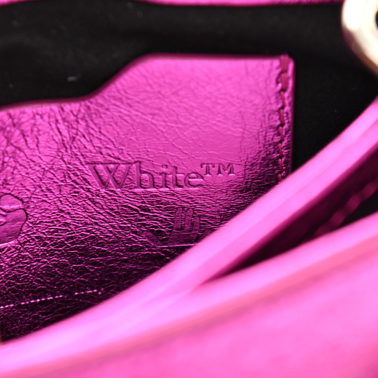 Off-White Calfskin Metallic Small Binder Clip Crossbody Pink 12 of 14