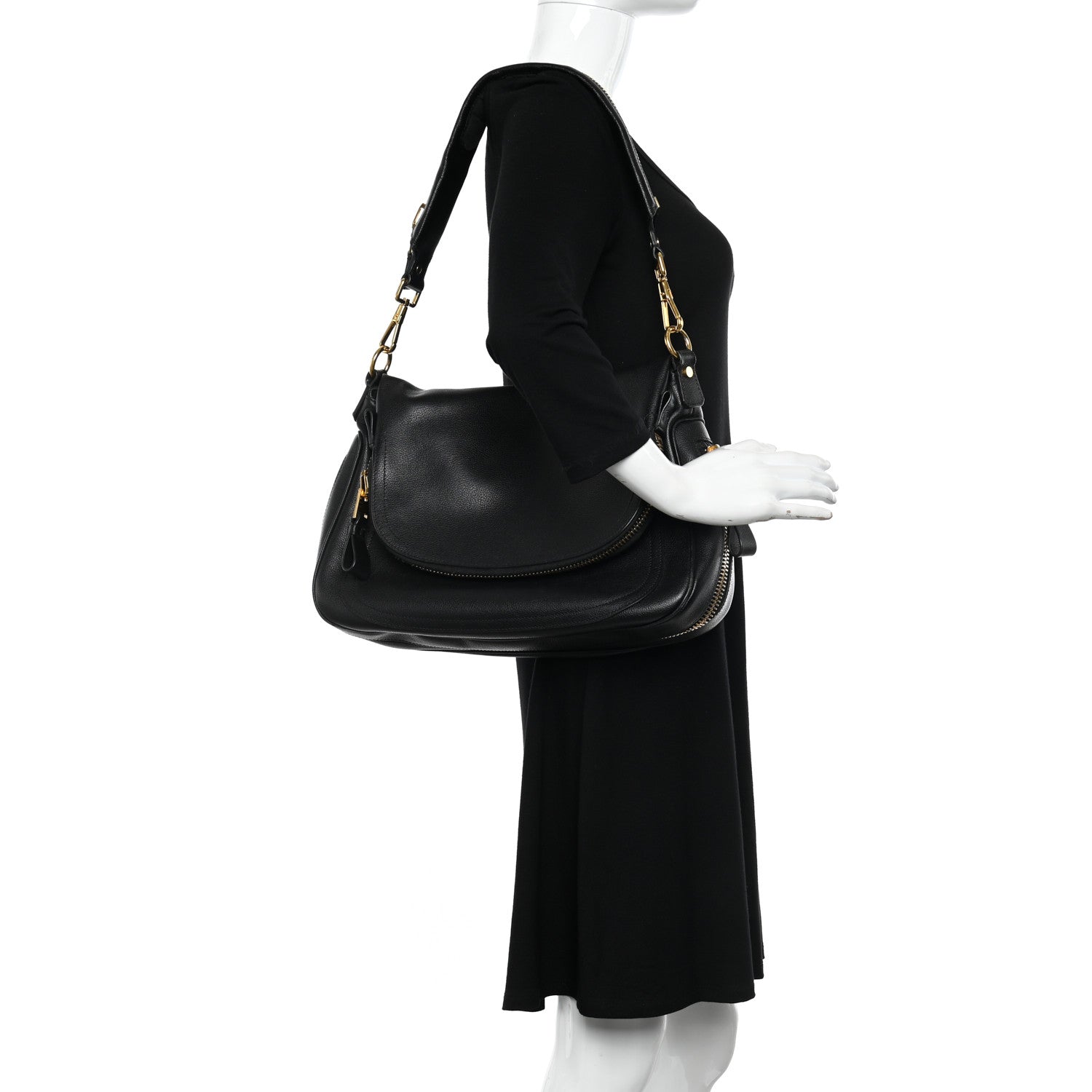 Tom Ford Calfskin Large Jennifer Crossbody Bag Black 2 of 9