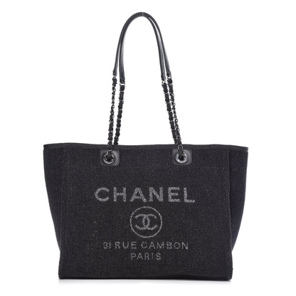 Chanel Lurex Boucle Small Deauville Tote Black 1 of 10