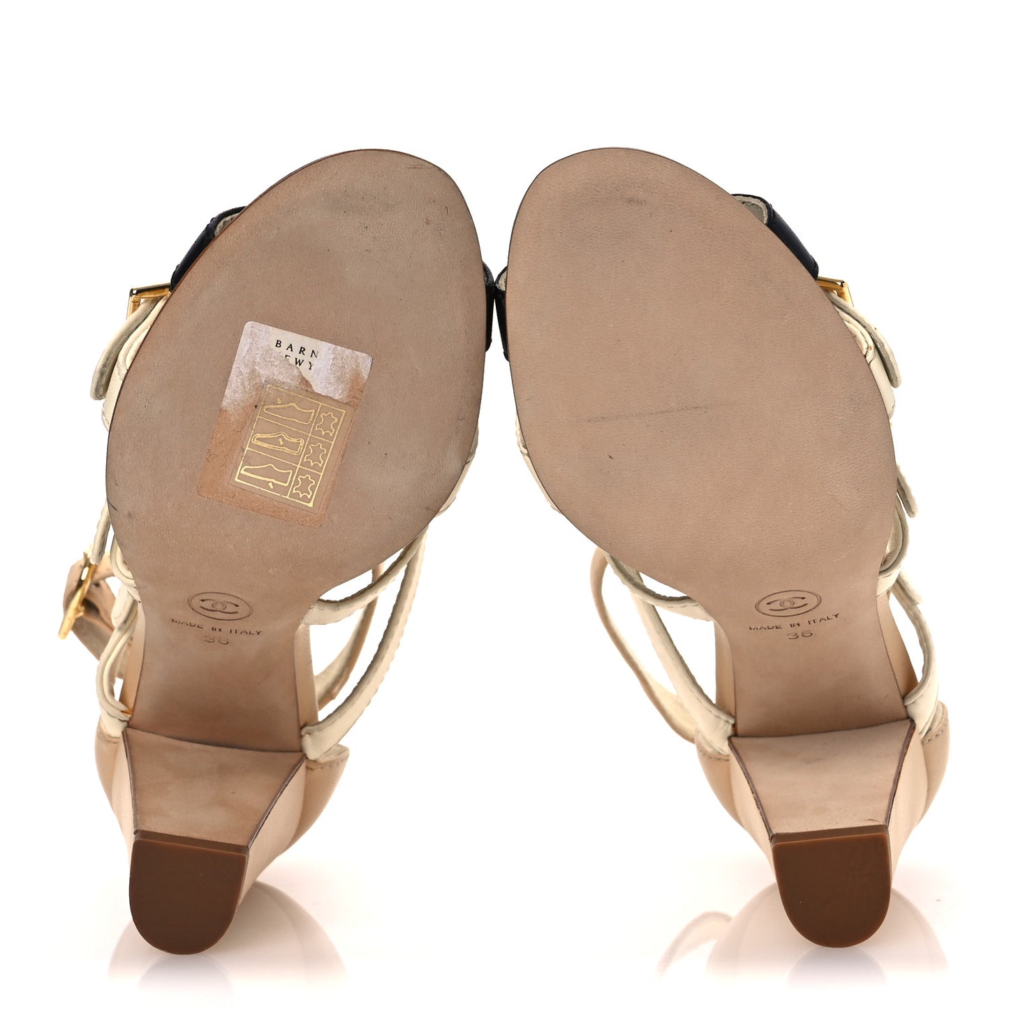 Lambskin Gladiator Sandals 36 Beige White Black