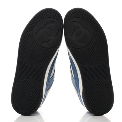 Chanel Suede Kidskin Womens CC Sneakers 40 White Blue 5 of 8