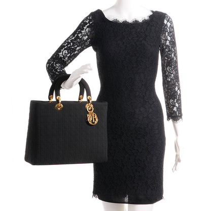 Christian Dior Nylon Cannage Large Lady Dior Black 2 of 8