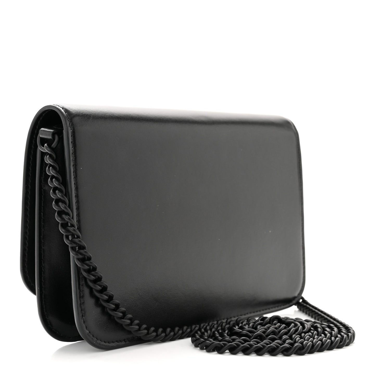 Smooth Calfskin B Wallet on Chain Black