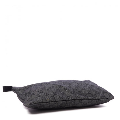 Gucci Denim Monogram Zip Top Pouch Black 3 of 7