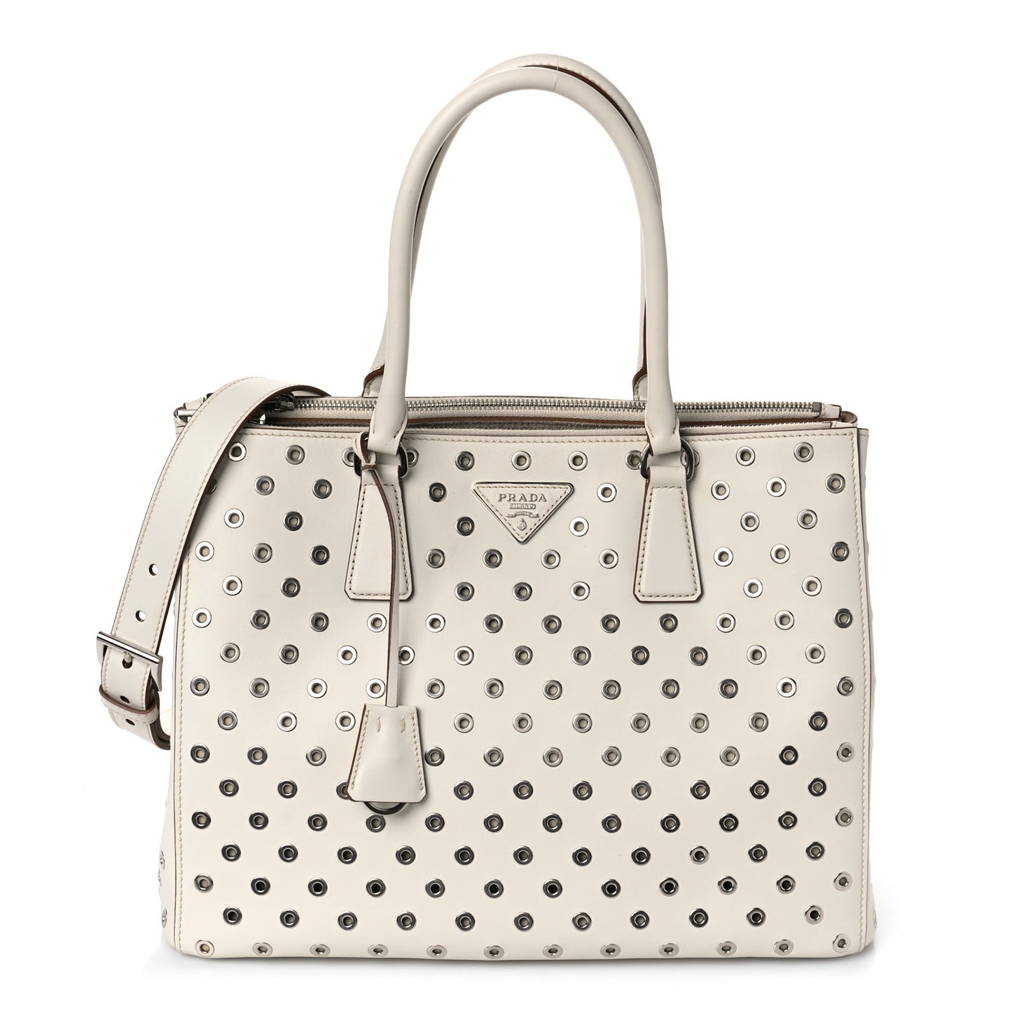 City Calf Grommet Large Double Zip Tote Talco
