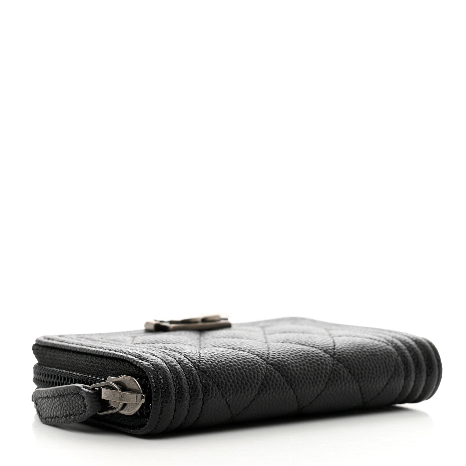 Chanel Caviar Quilted Boy Zip Around Coin Purse Wallet Black 4 of 8