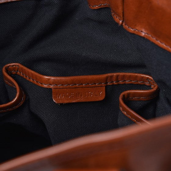 House Check Bridle Calfskin Medium Whipstitch Tote Dark Tan