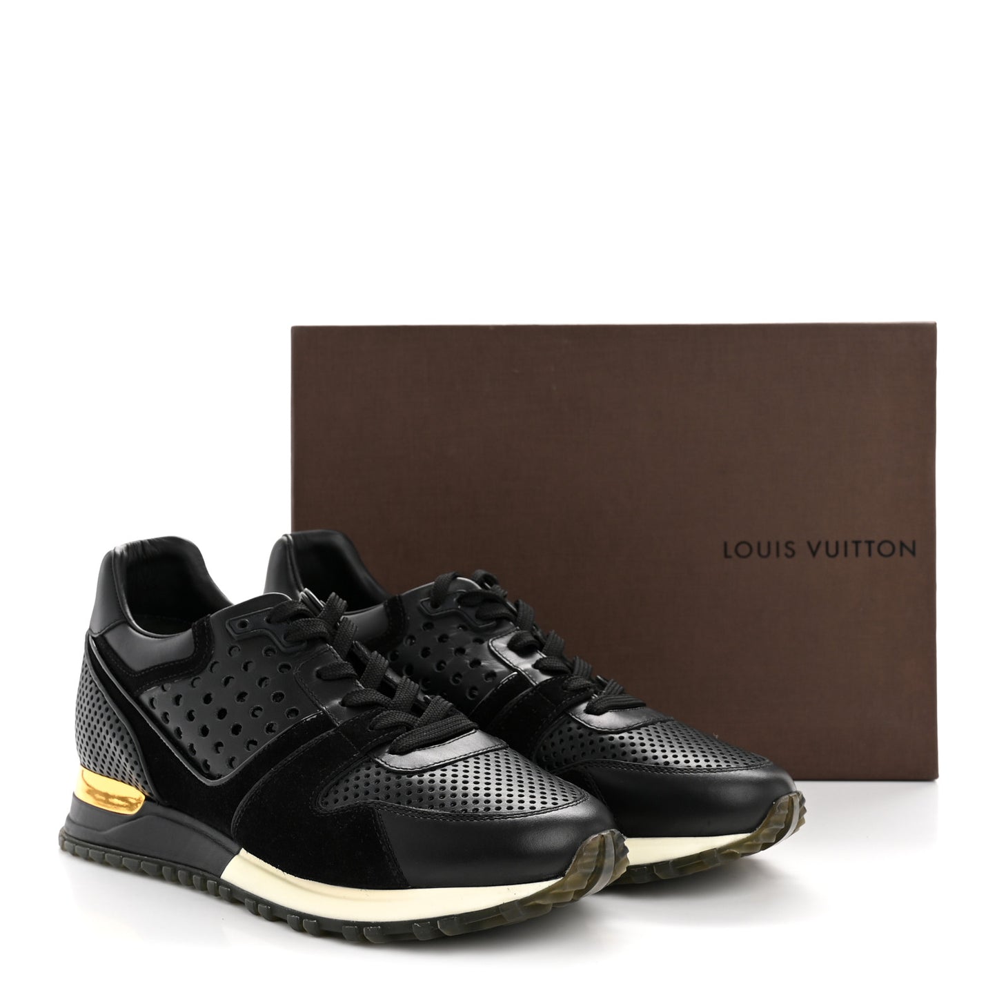 Nubuck Calfskin Perforated Run Away Sneakers 37 Black