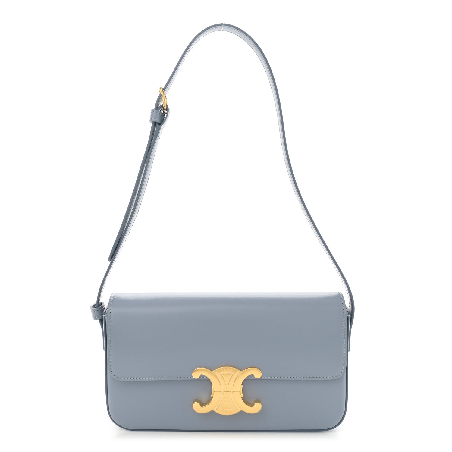 Celine Shiny Calfskin Triomphe Shoulder Bag Artic Blue 1 of 10