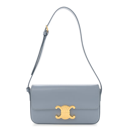 Celine Shiny Calfskin Triomphe Shoulder Bag Artic Blue 1 of 10