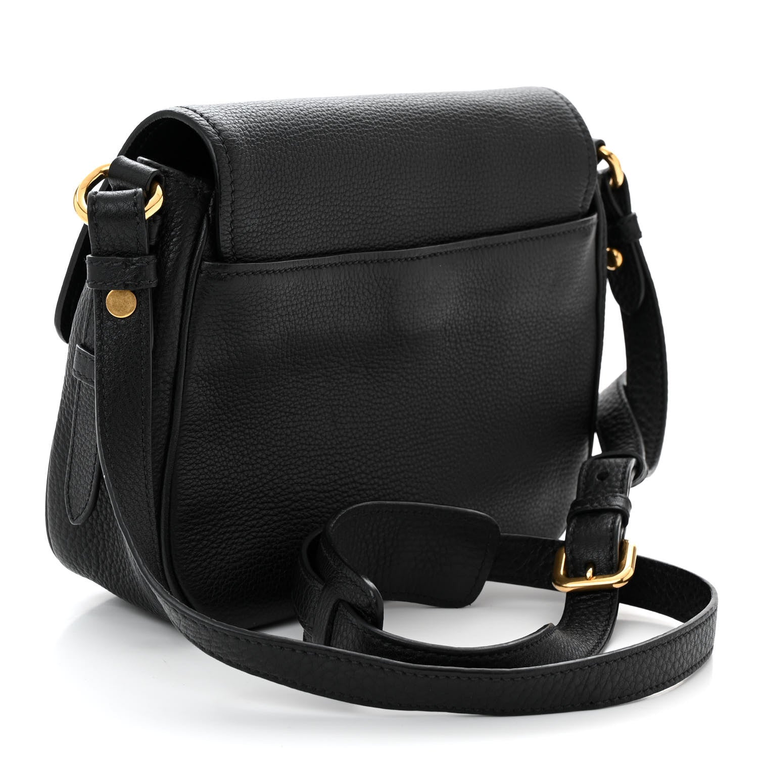 Prada Vitello Daino Double Buckle Messenger Bag Black 3 of 10