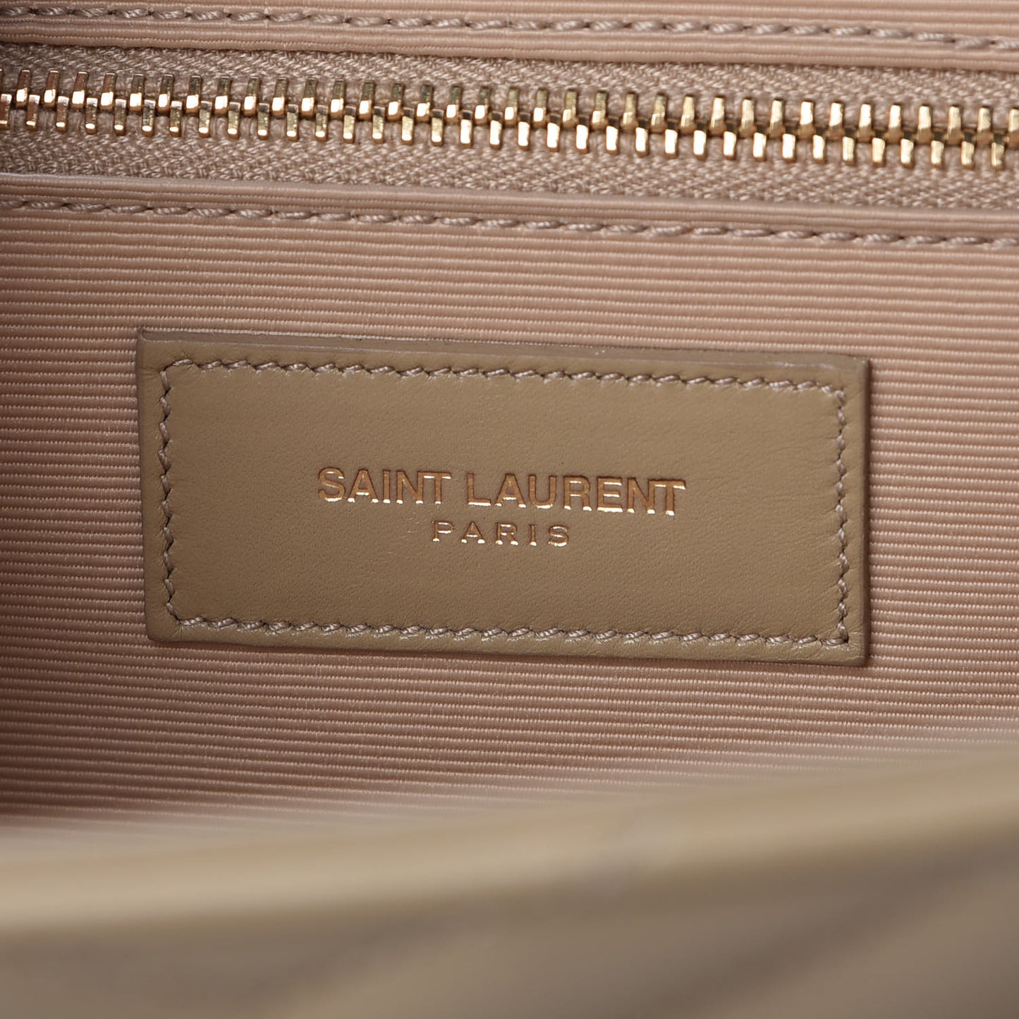 Lambskin Matelasse Chevron Large Monogram Satchel Beige