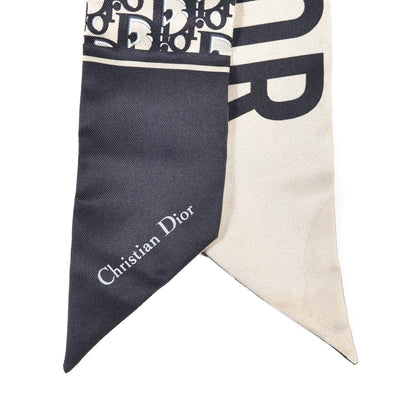 Christian Dior Silk Oblique Mitzah Scarf Blue 2 of 4