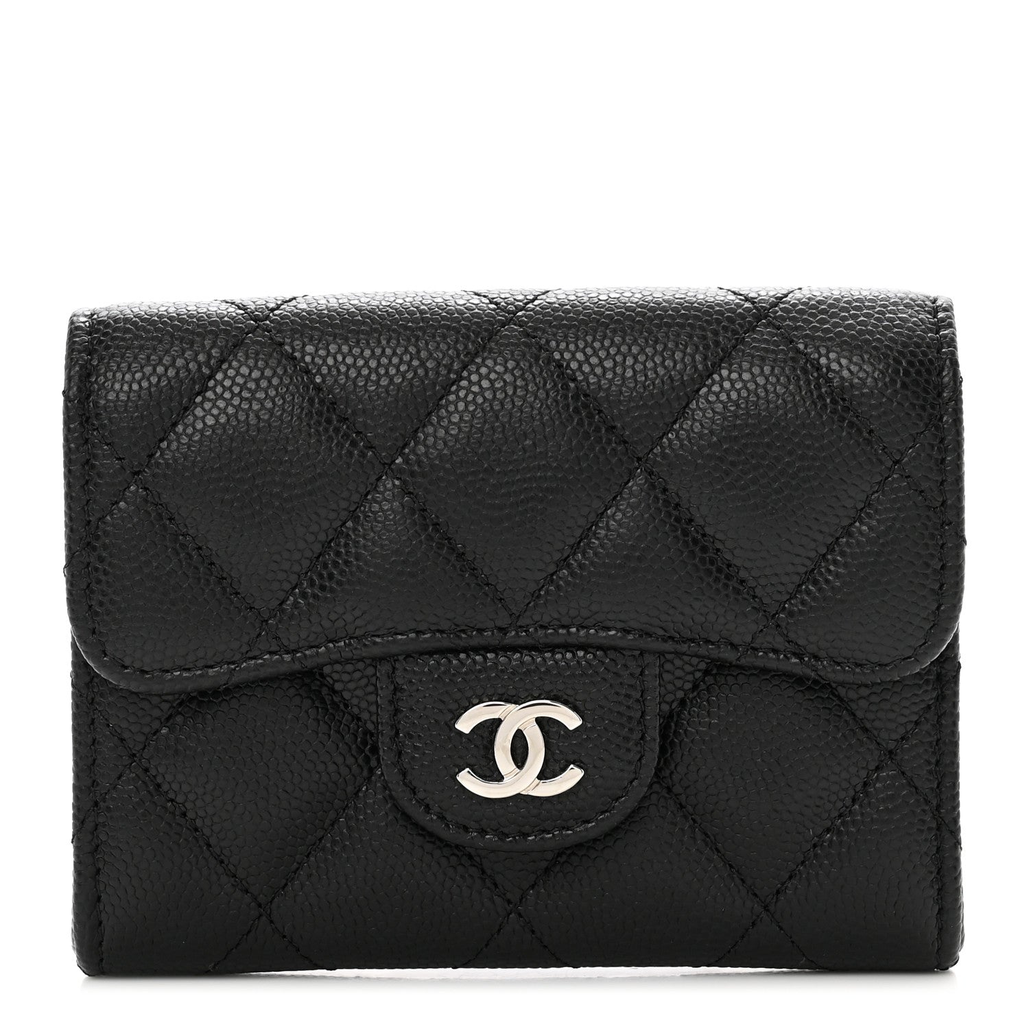 Chanel Caviar Quilted Flap Card Holder Wallet Black 1 of 8