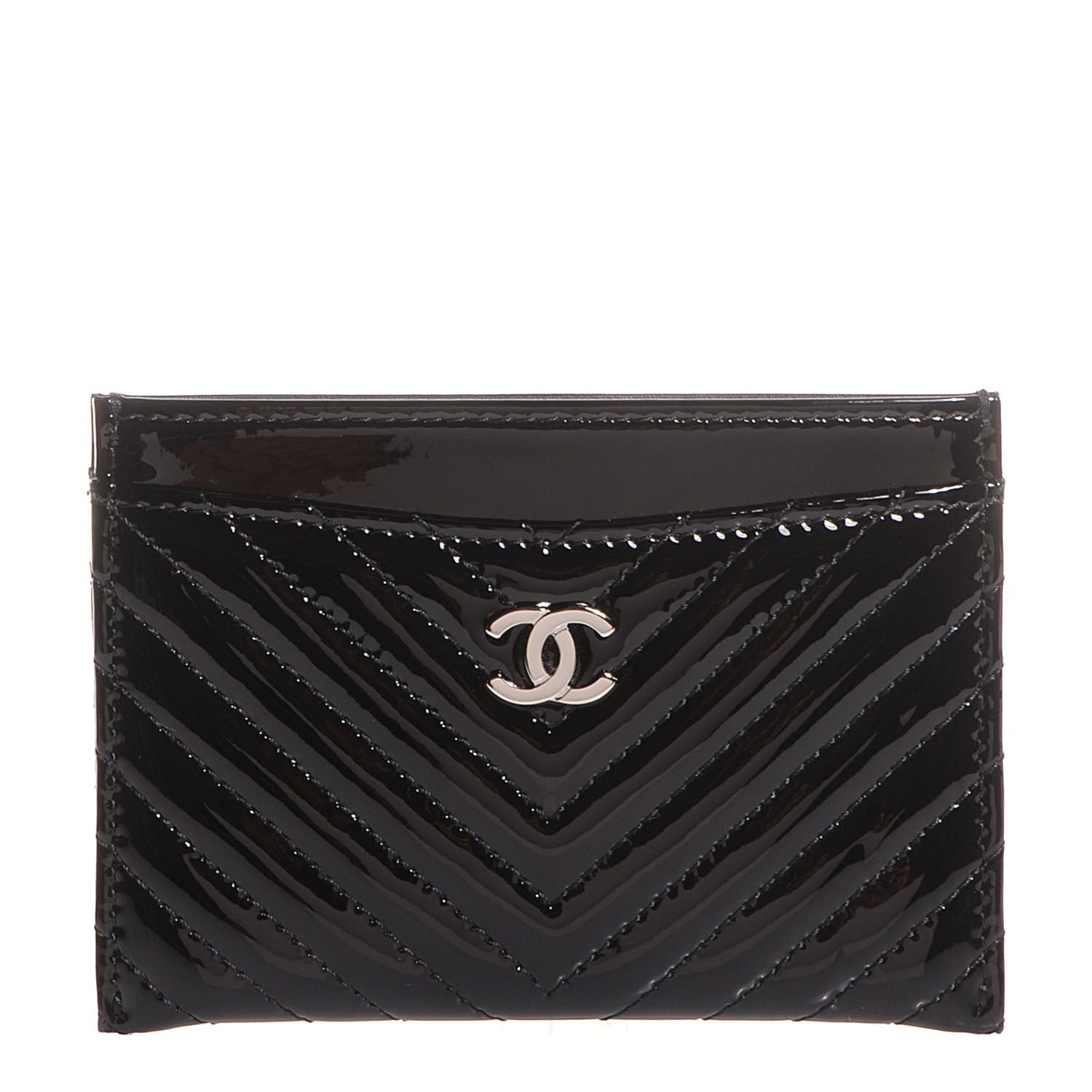 Chanel Patent Chevron Card Holder Black 1 of 8