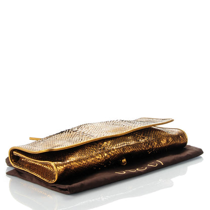 Gucci Metallic Python Malika Clutch Gold 4 of 7