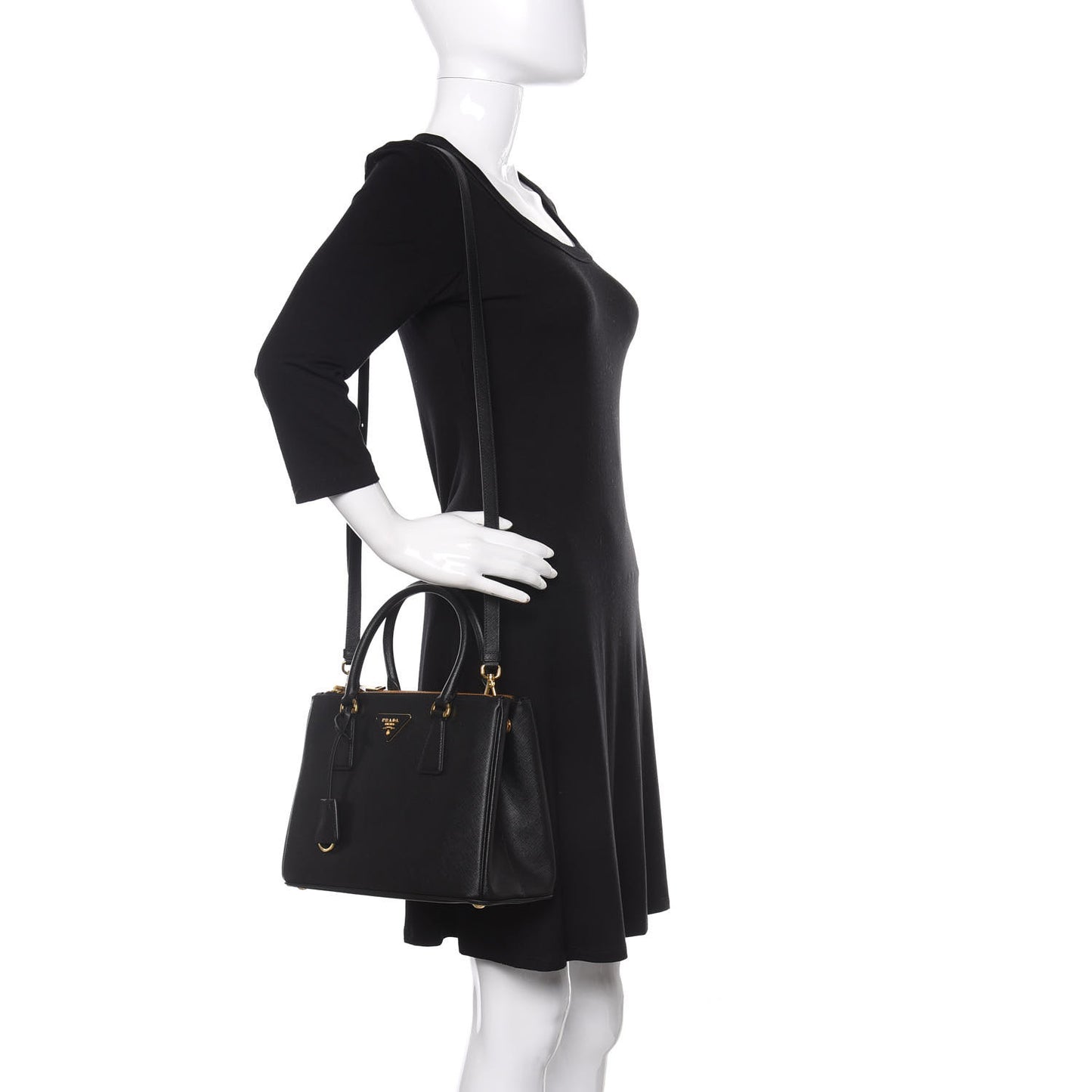 Saffiano Small Galleria Double Zip Tote Black