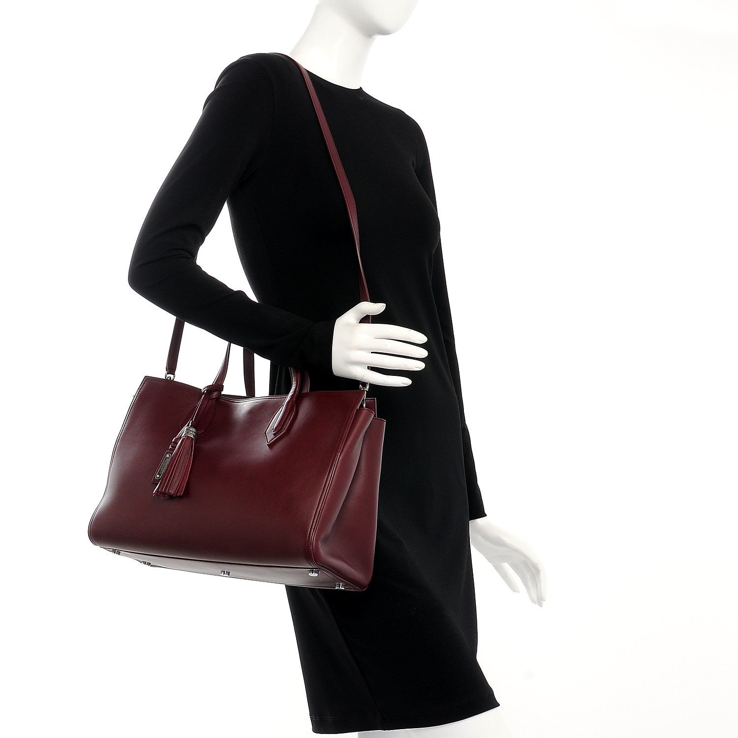 Saint Laurent Calfskin Medium Amber Tote Rouge Legion 2 of 10