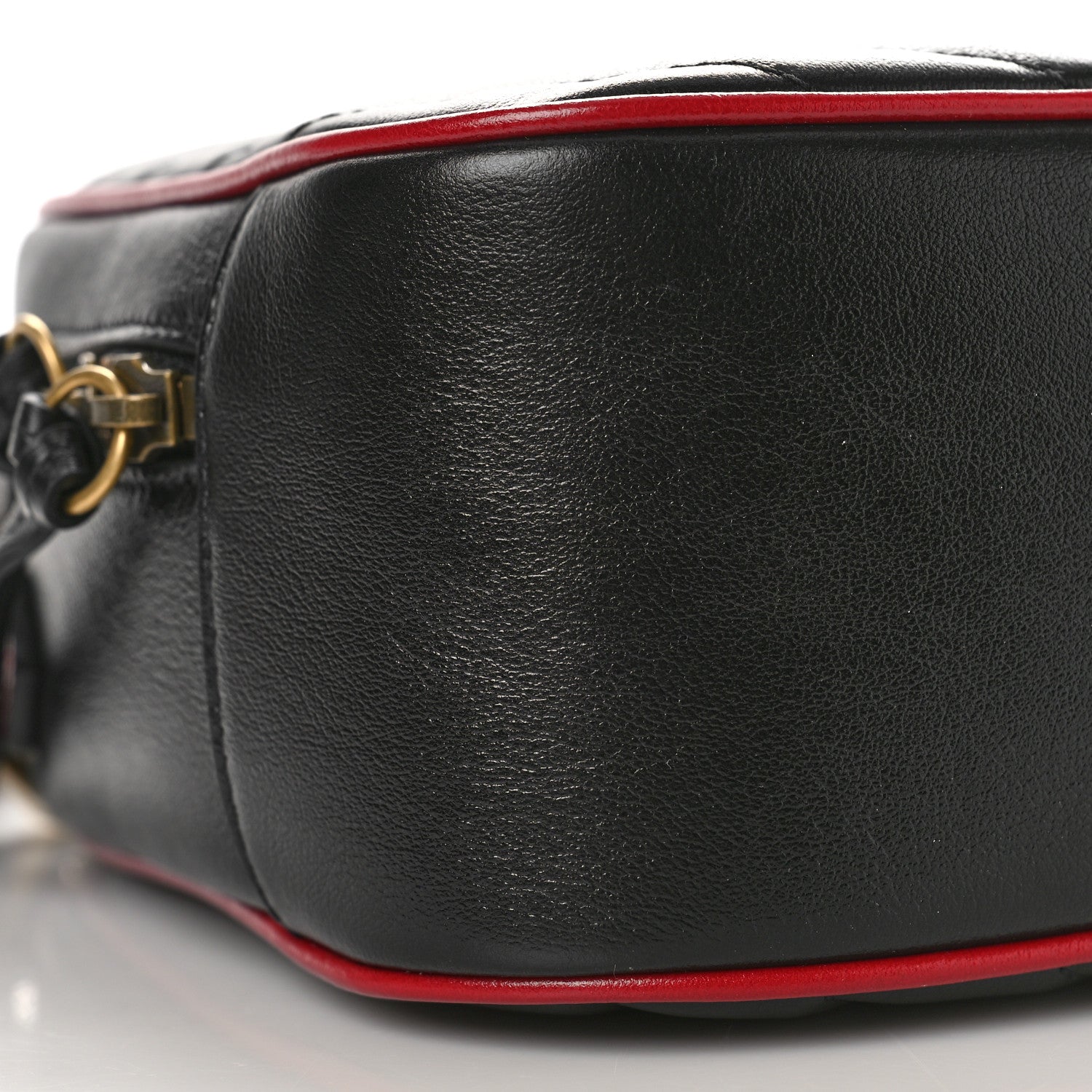 Gucci Vintage Effect Calfskin Matelasse Diagonal Small Torchon GG Marmont Bamboo Top Handle Shoulder Bag Black Romantic Cherry 8 of 9