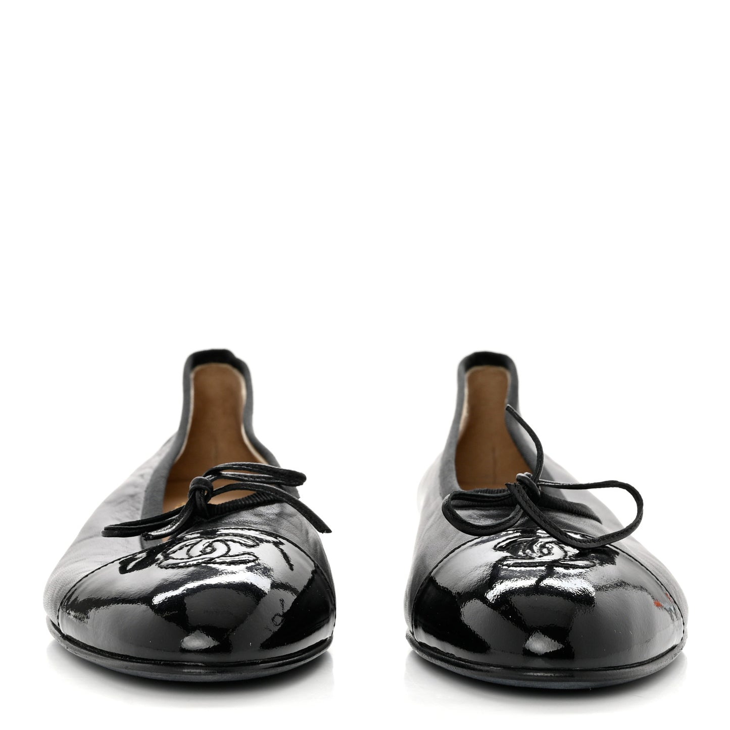 Lambskin Patent Cap Toe CC Ballerina Flats 40.5 Black
