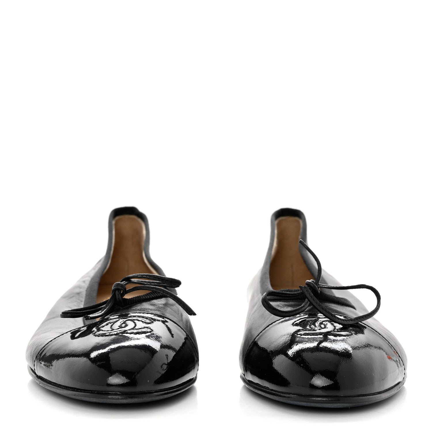 Chanel Lambskin Patent Cap Toe CC Ballerina Flats 40.5 Black 2 of 7