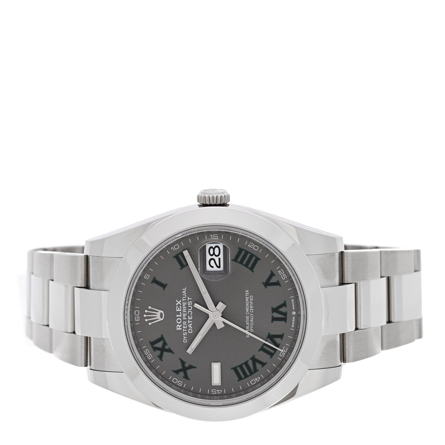 Rolex Stainless Steel 41mm Oyster Perpetual Wimbledon Datejust Watch Slate 126300 2 of 5