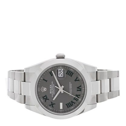 Rolex Stainless Steel 41mm Oyster Perpetual Wimbledon Datejust Watch Slate 126300 2 of 5
