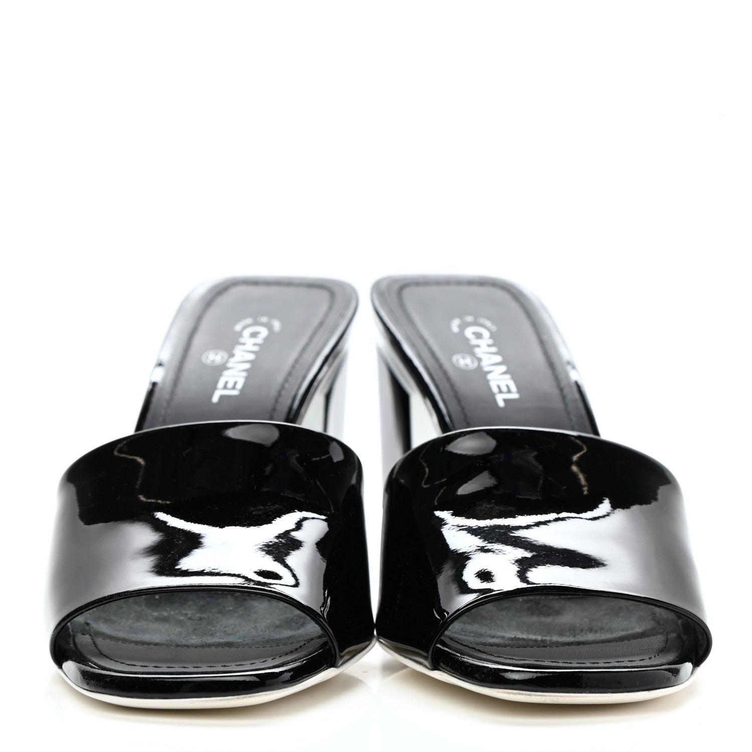 Chanel Patent Calfskin Mule 37.5 Black White 2 of 10