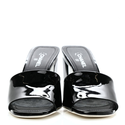 Chanel Patent Calfskin Mule 37.5 Black White 2 of 10