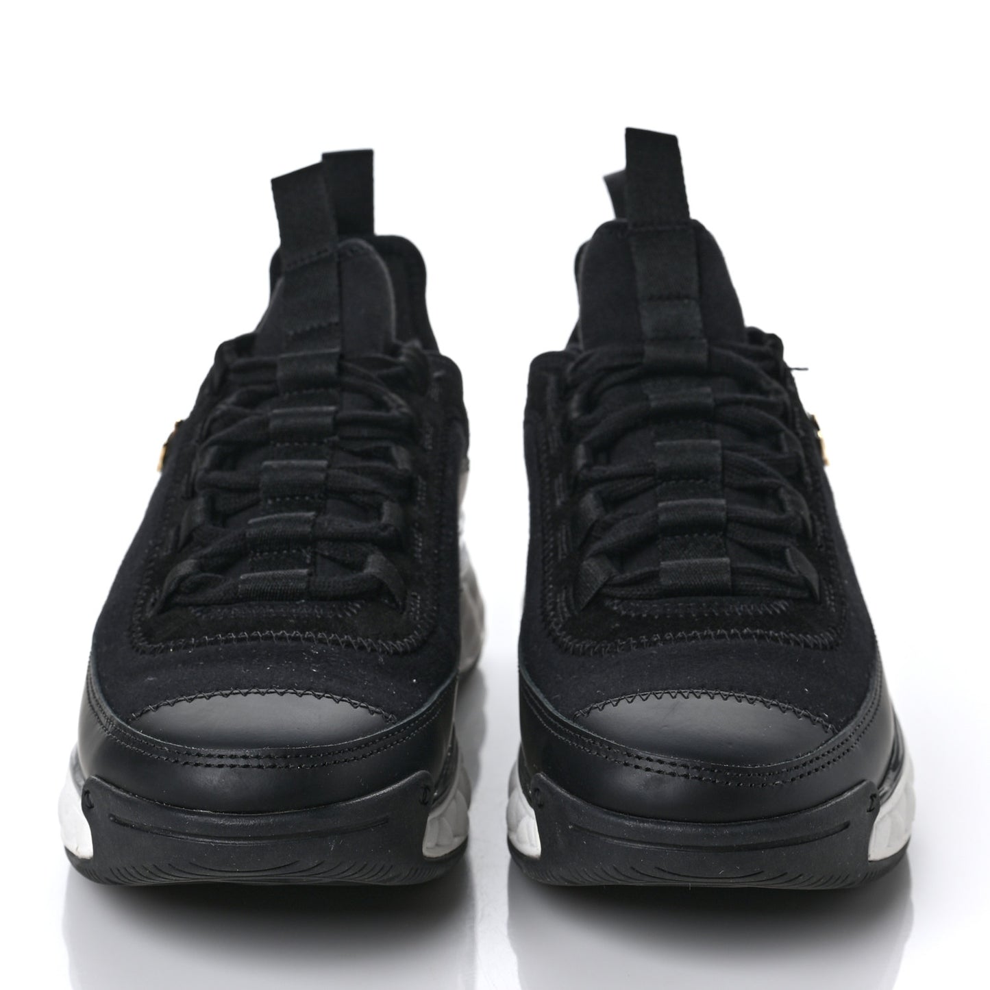 Velvet Calfskin Mixed Fibers CC Sneakers 37 Black