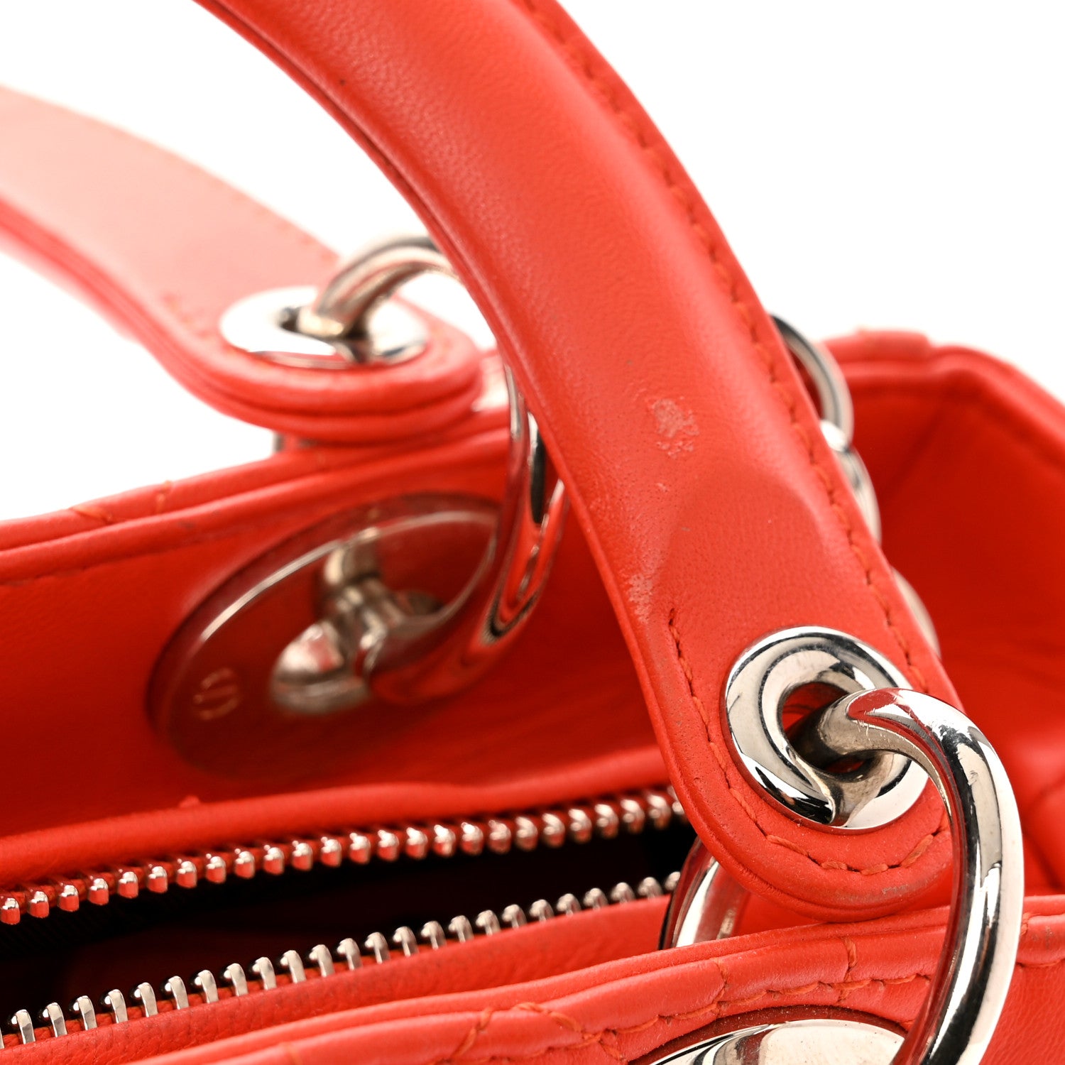 Christian Dior Lambskin Cannage Medium Lady Dior Coral 18 of 18