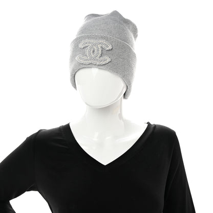 Chanel Cashmere CC Beanie Hat Grey 2 of 5