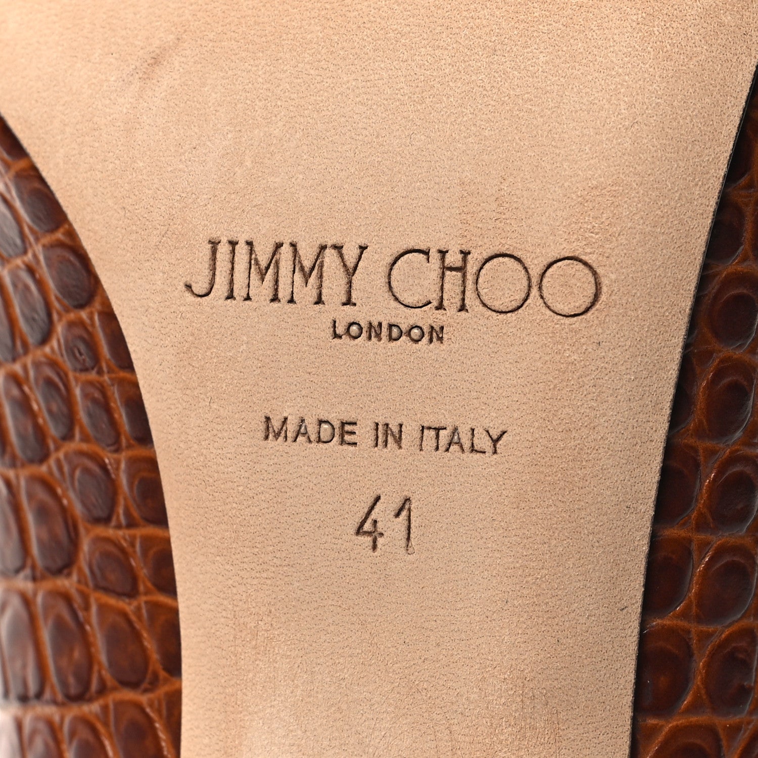 Jimmy Choo Crocodile Embossed Calfskin Love 85 Pump 41 Cuoio