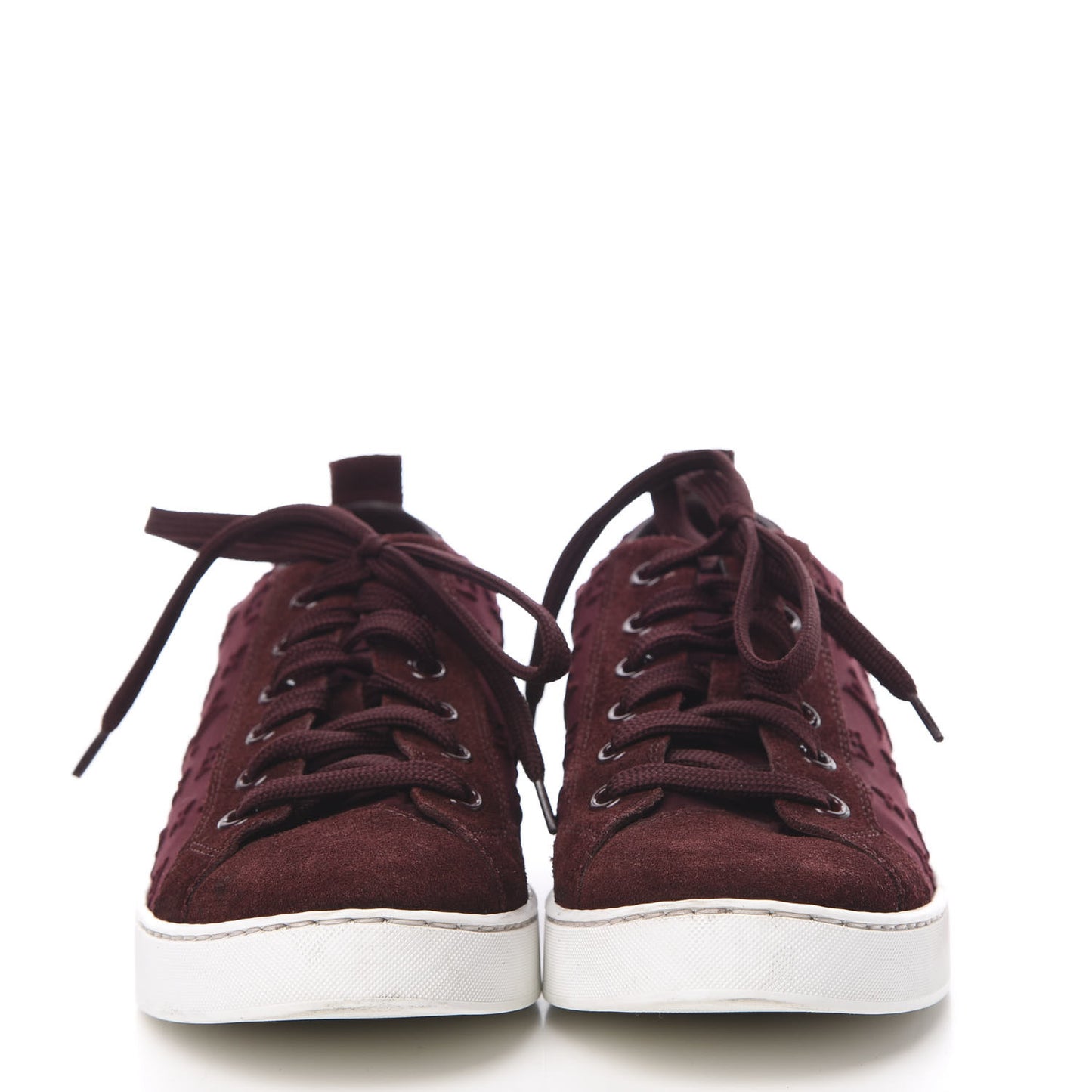 Neoprene Suede Embossed Monogram Stellar Low Top Sneakers 35.5 Burgundy