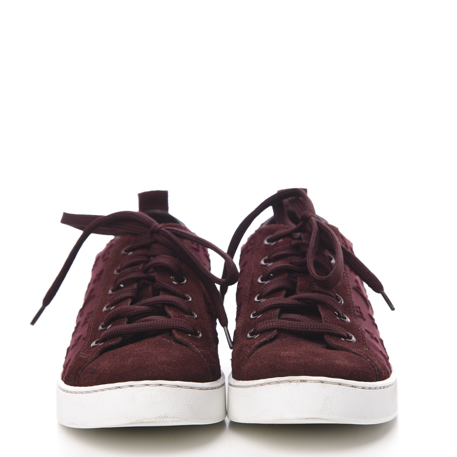 Louis Vuitton Neoprene Suede Embossed Monogram Stellar Low Top Sneakers 35.5 Burgundy 2 of 10