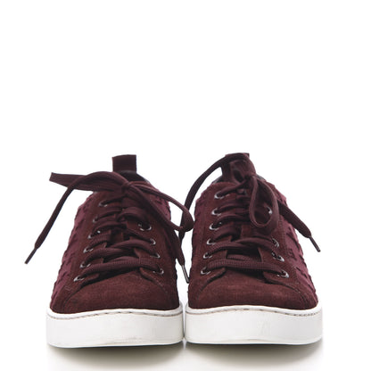 Louis Vuitton Neoprene Suede Embossed Monogram Stellar Low Top Sneakers 35.5 Burgundy 2 of 10