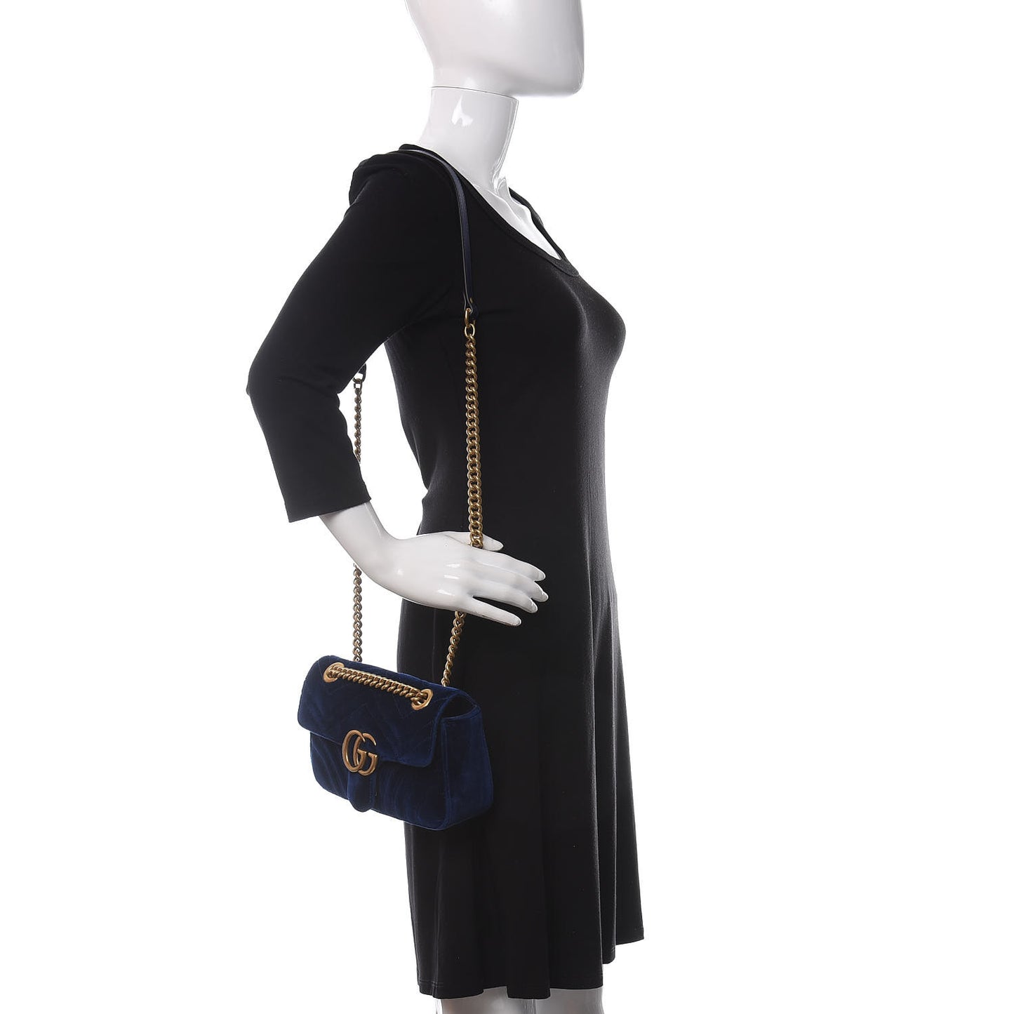 Velvet Matelasse Mini GG Marmont Shoulder Bag Cobalt Blue
