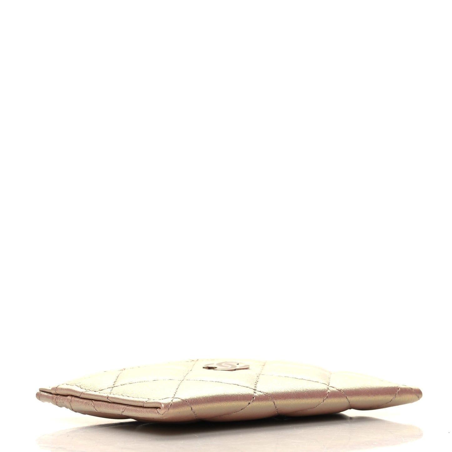Iridescent Calfskin Quilted Card Holder Pink