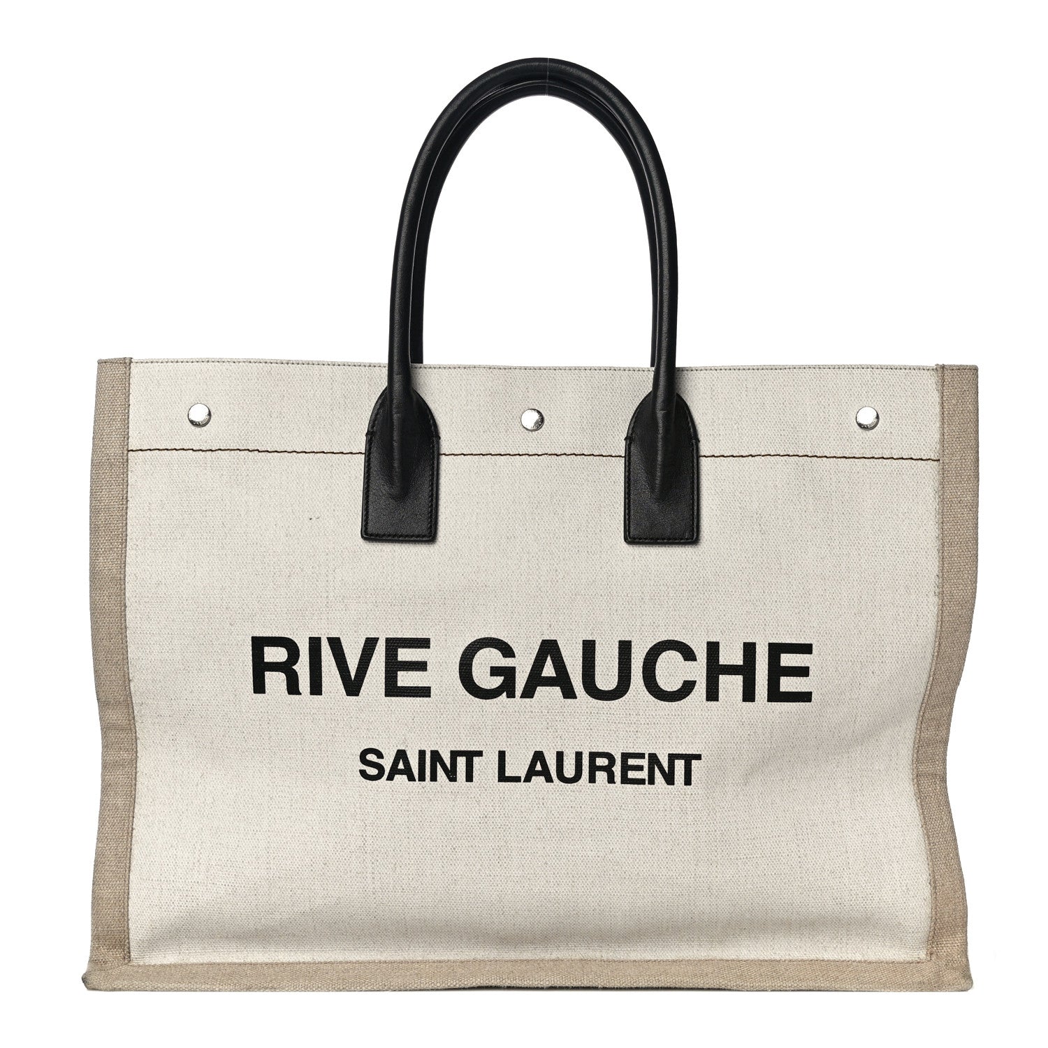 Saint Laurent Linen Calfskin Rive Gauche Tote Optic White 1 of 10